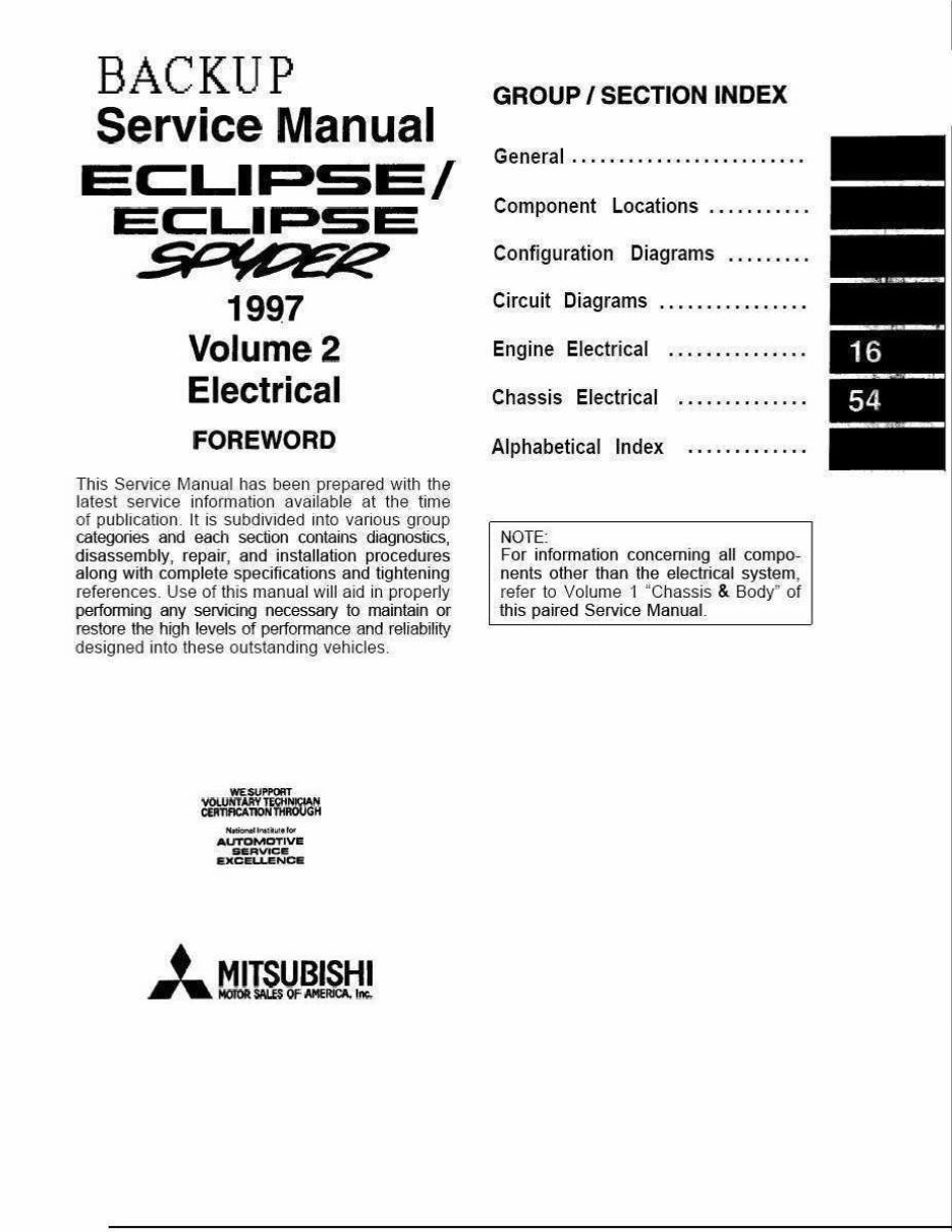 1998 Mitsubishi Eclipse Service & Repair Manual preview img 1