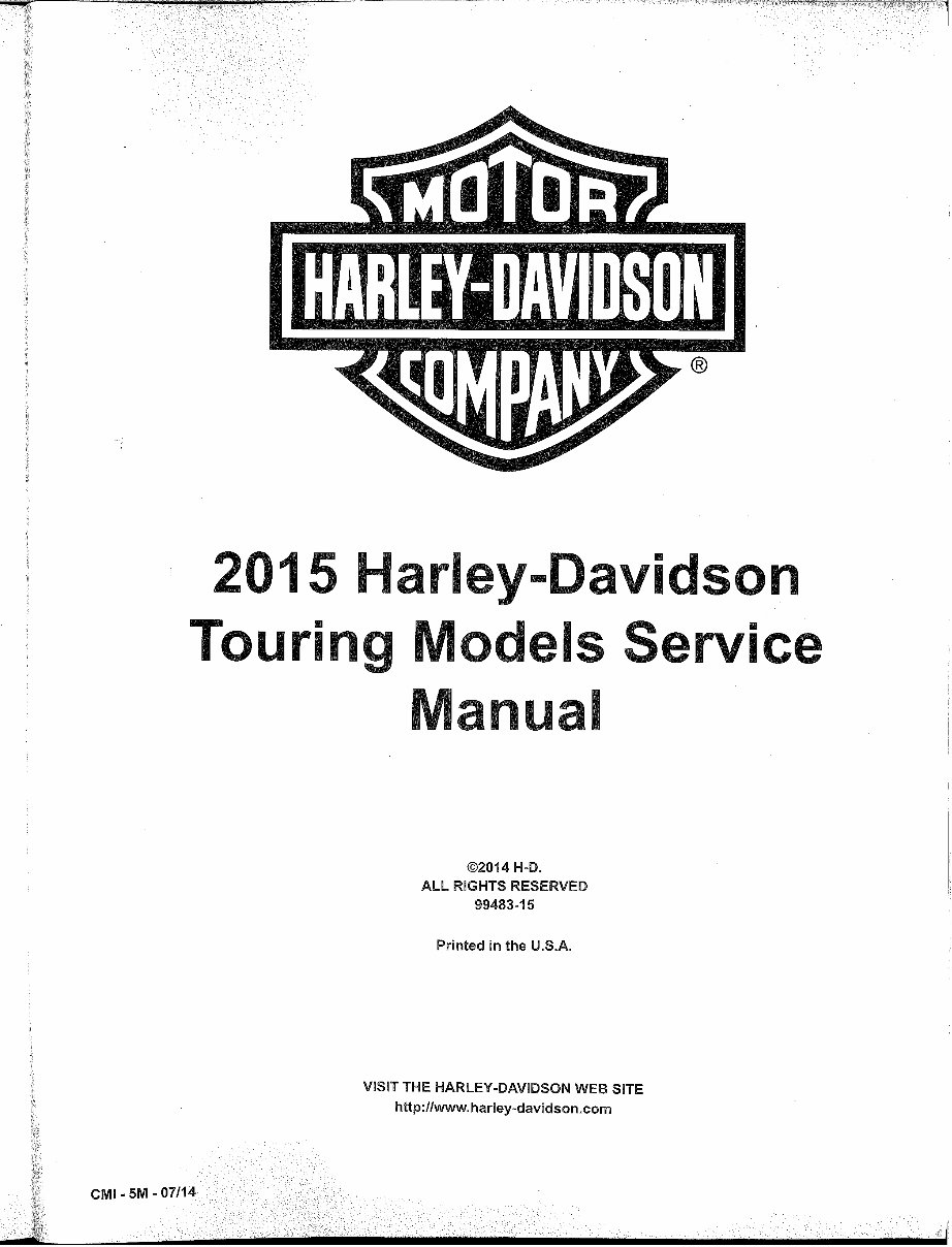 2015-2016 Harley-Davidson Touring Motorcycles OEM Service & Repair Manual preview img 1