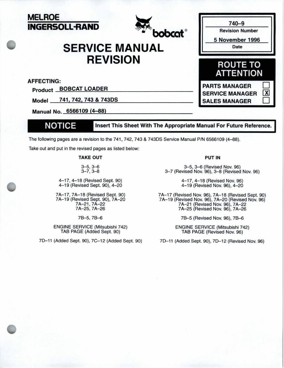 Bobcat 743 Loader Factory Service & Work Shop Manual preview img 10