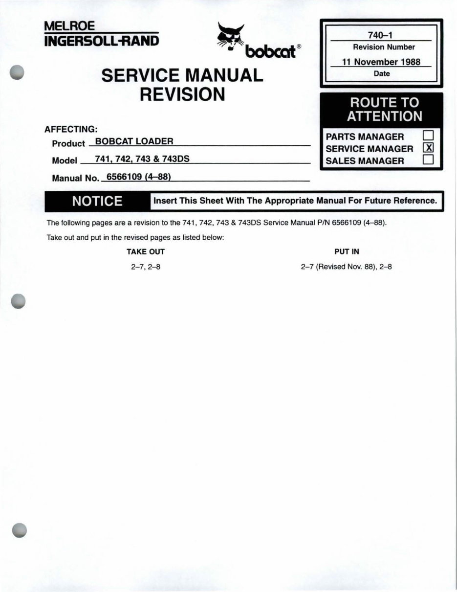 Bobcat 743 Loader Factory Service & Work Shop Manual preview img 2