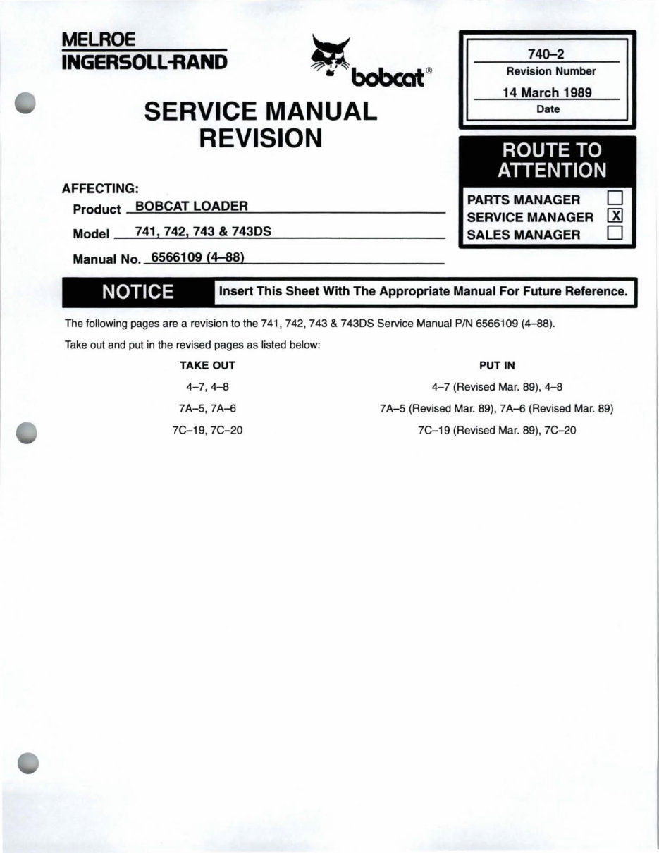 Bobcat 743 Loader Factory Service & Work Shop Manual preview img 3