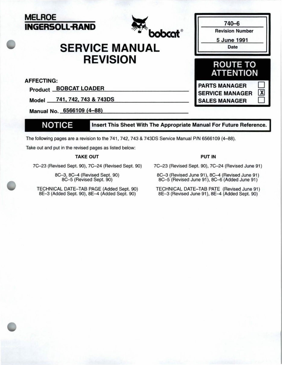 Bobcat 743 Loader Factory Service & Work Shop Manual preview img 7
