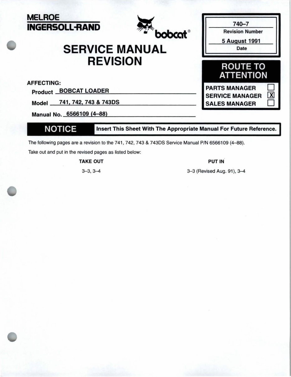Bobcat 743 Loader Factory Service & Work Shop Manual preview img 8