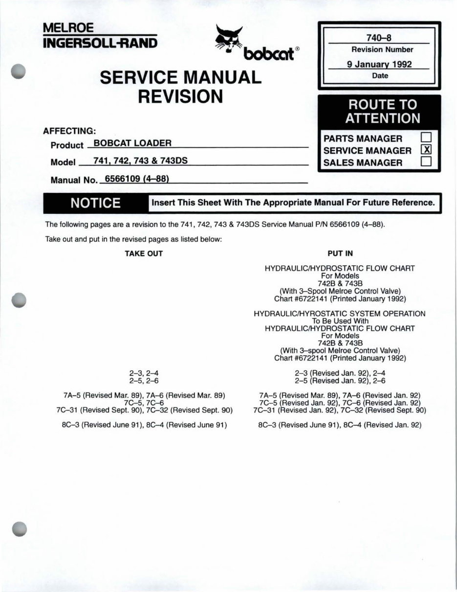 Bobcat 743 Loader Factory Service & Work Shop Manual preview img 9