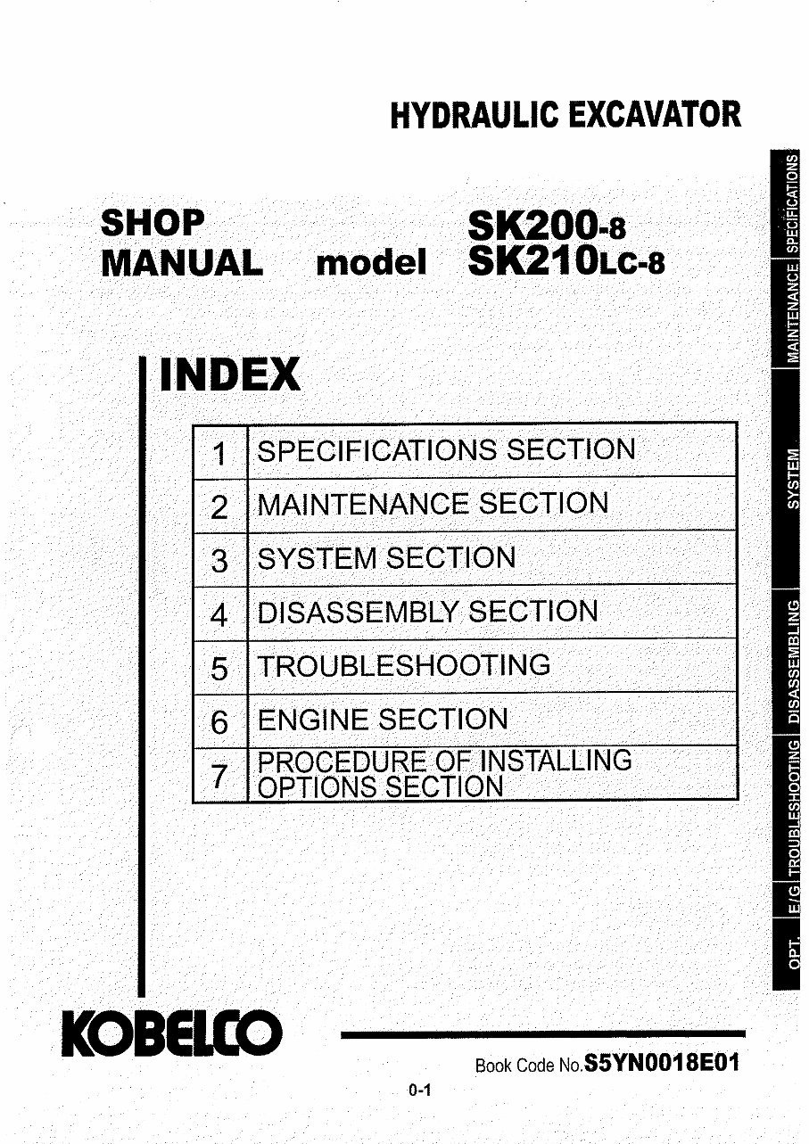 Hydraulic Excavator (SK200-8,SK210lc-8)Workshop Service Repair Manual preview img 1