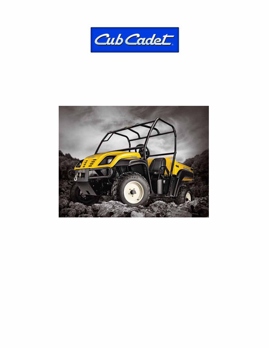 Cub Cadet 4x4 Utility Vehicle (w/Kohler Engine) Service & Repair Manual preview img 1