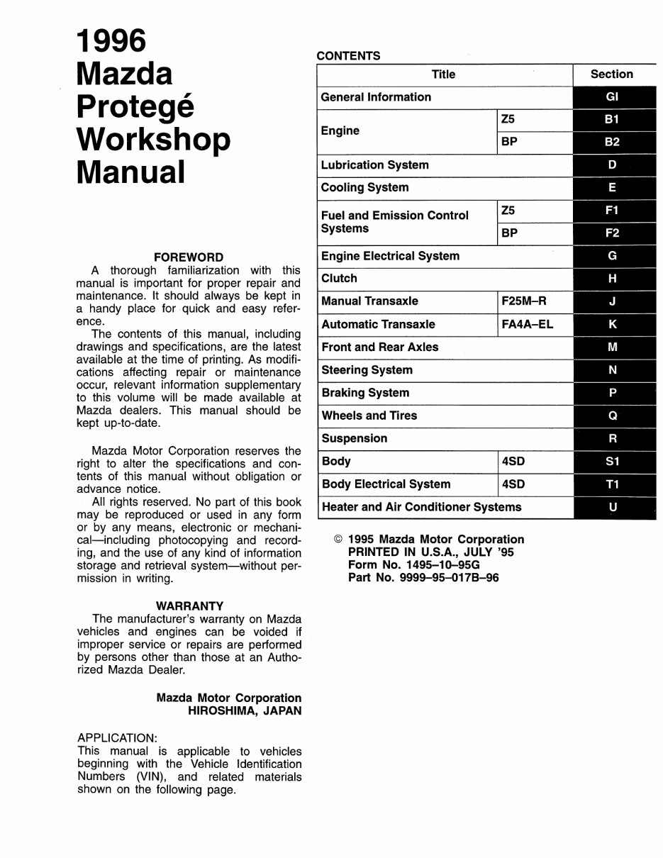 1996 Mazda 323/Protege/Familia OEM Service & Repair Manual preview img 3
