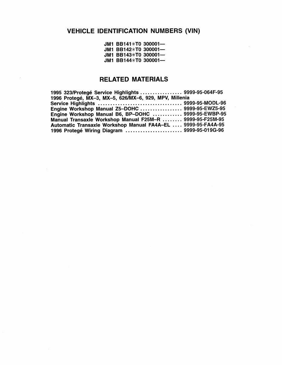 1996 Mazda 323/Protege/Familia OEM Service & Repair Manual preview img 4