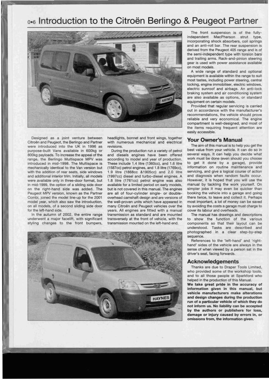 1996-2008 Citroen Berlingo Petrol & Diesel Repair Manual preview img 6