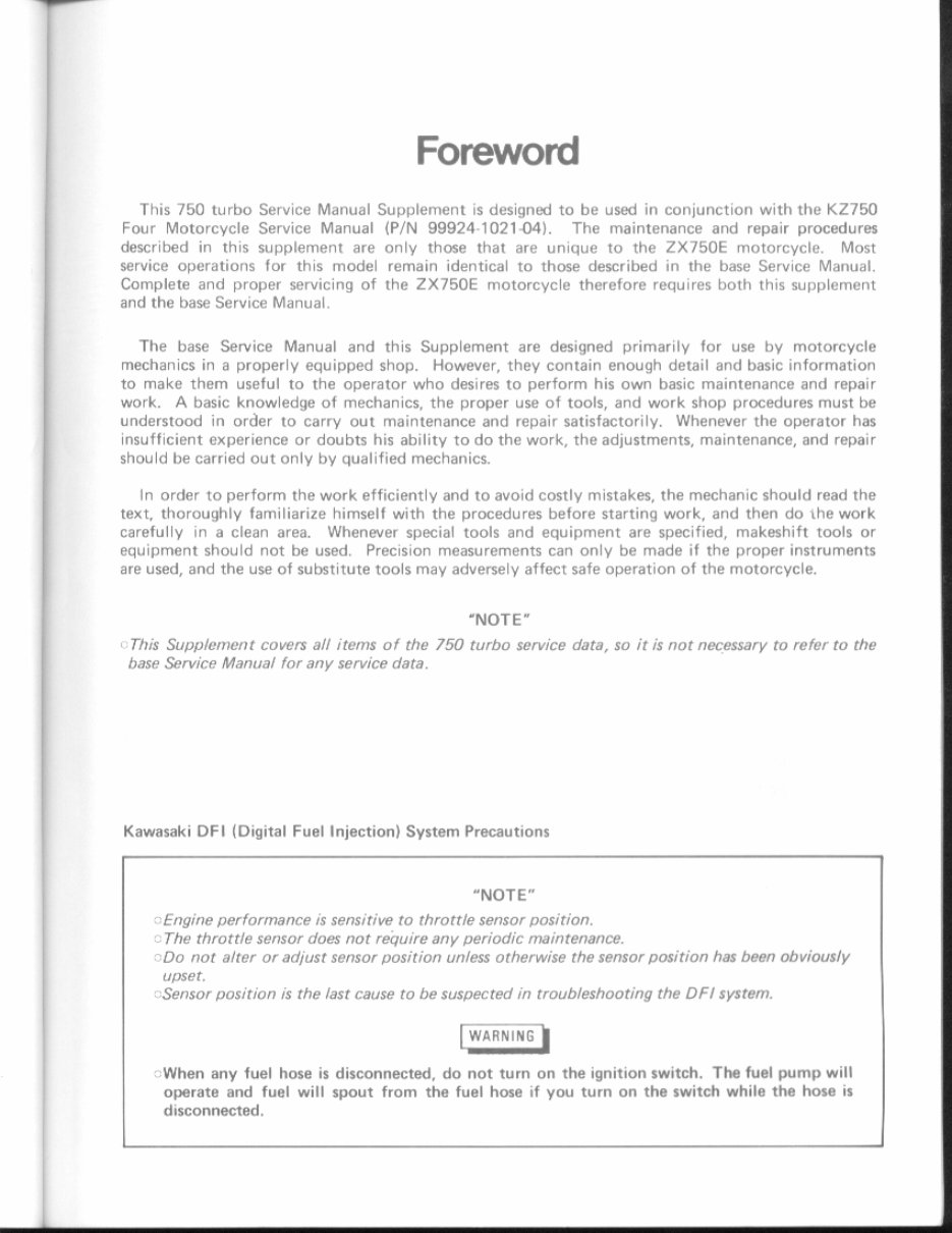 Kawasaki GPZ750 Turbo 1982 1983 1984 1985 Service Manual preview img 7