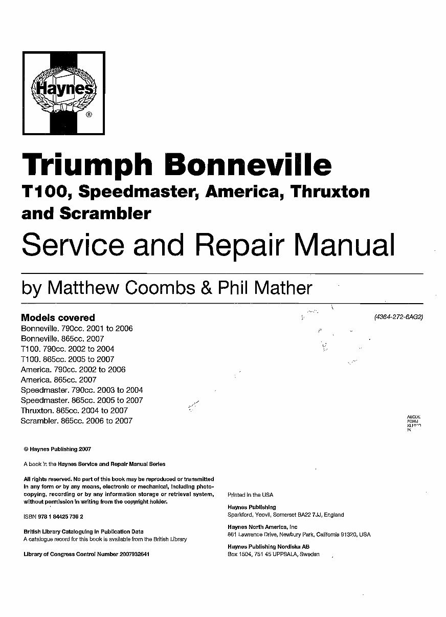 2002-2007 Triumph Speedmaster Motorcycle Service Repair Shop Manual - preview img 2