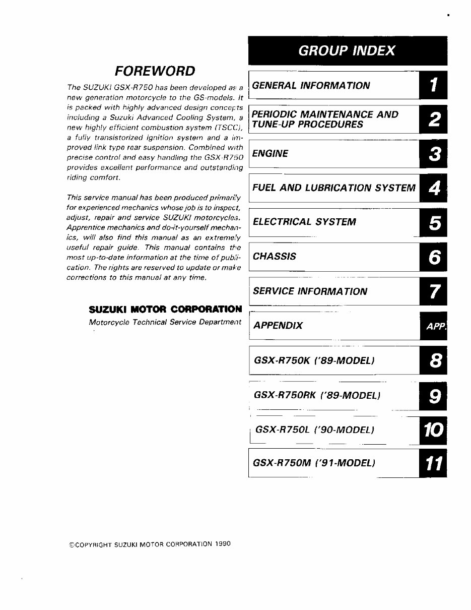 1991 Suzuki GSX R 750 Service & Repair Manual preview img 2