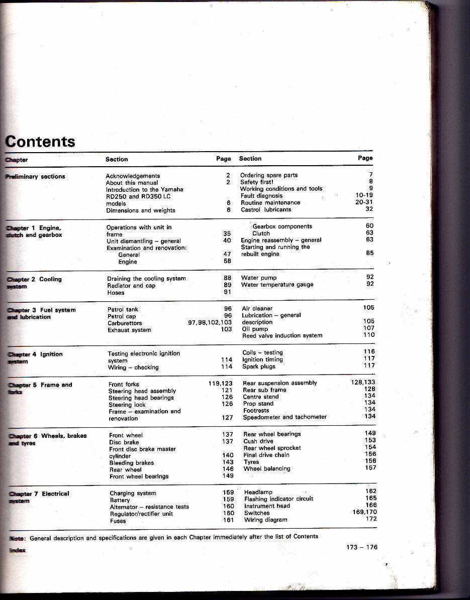 1980-1982 Yamaha RD250 LC RD350 LC Motorcycle Service & Repair Manual preview img 4