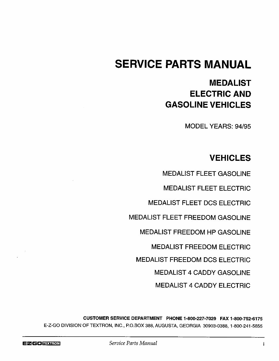 1994-1995 EZGO Medalist Service & Repair Manual preview img 2