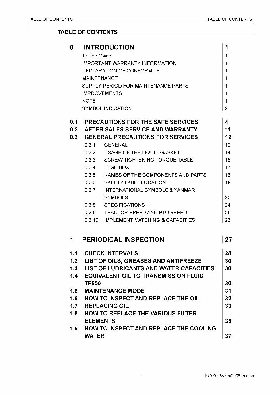 Yanmar EG 907 Power Shuttle Diesel Tractor Service Repair Workshop Manual preview img 4