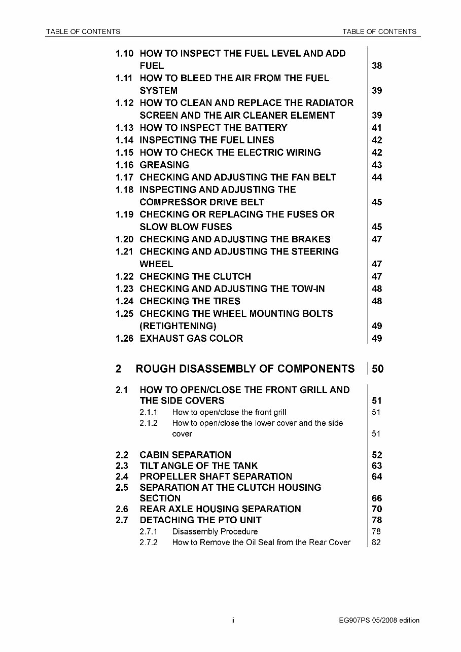 Yanmar EG 907 Power Shuttle Diesel Tractor Service Repair Workshop Manual preview img 5