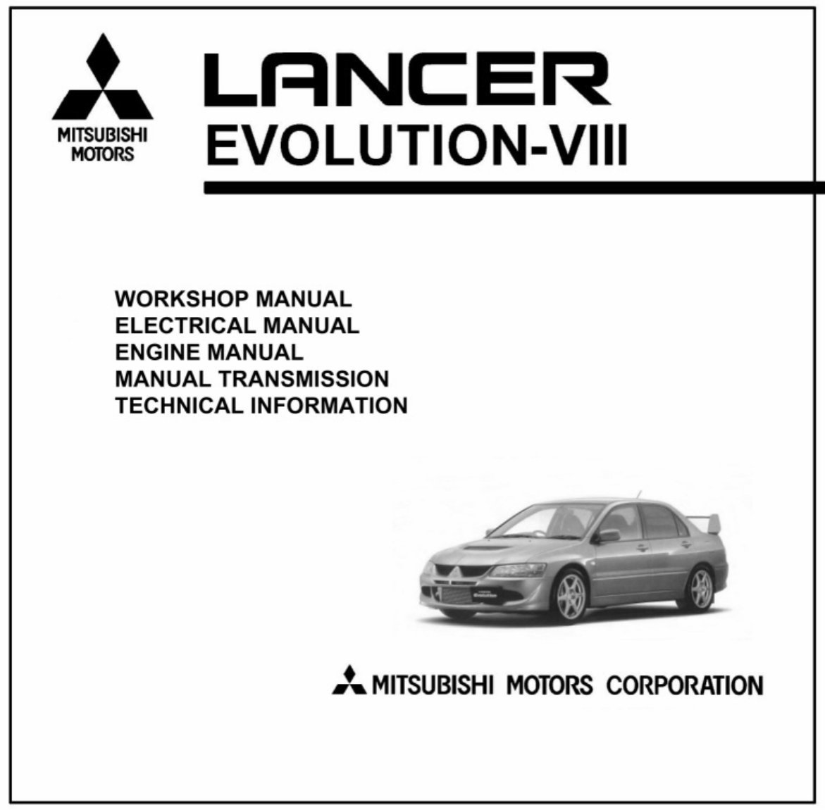 Mitsubishi Lancer Evolution 8 VIII MR 2003 2004 2005 2006 Service Repair Manual preview img 1
