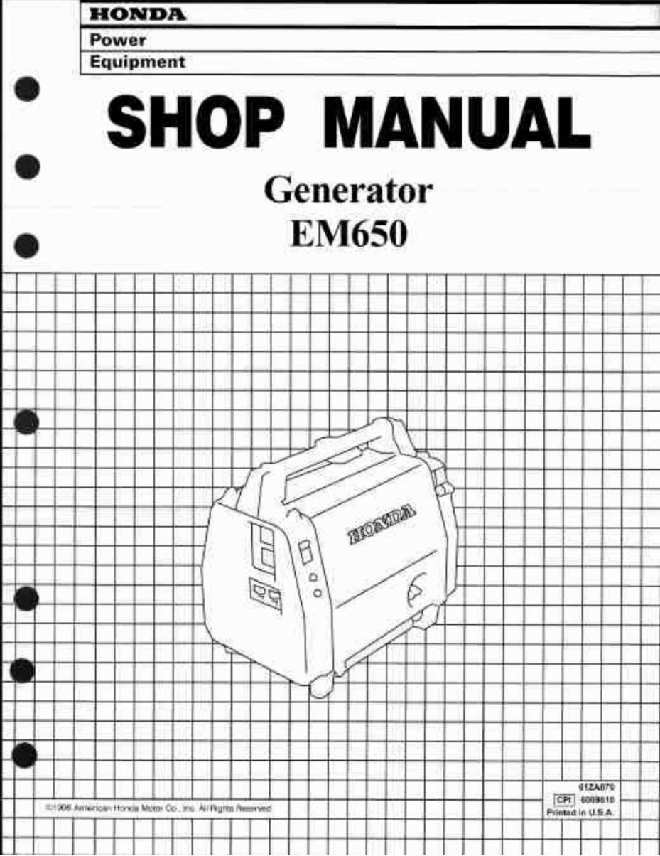 Honda EM650 Generator Service Repair Manual preview img 1