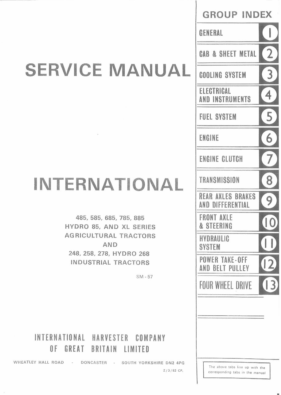 International Harvester 785 Factory Service & Work Shop Manual preview img 2