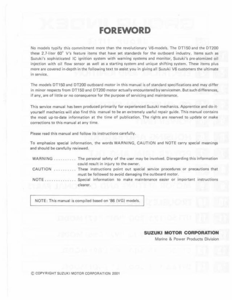 1988 Suzuki DT150 150 HP 2-Stroke Outboard Factory Service & Work Shop Manual preview img 1