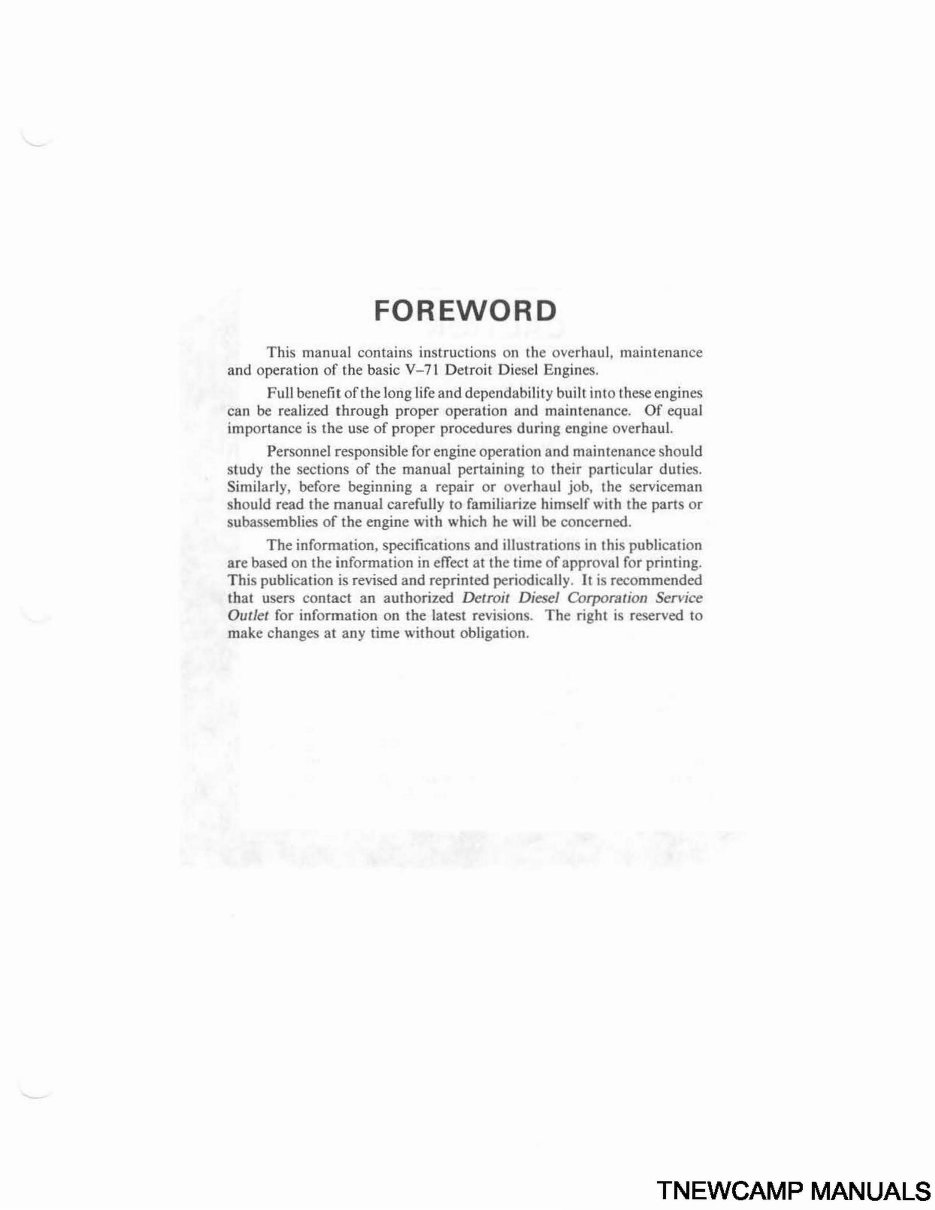 Detroit Diesel V-71 Series Engines V6 V8 V12 V16 Cylinders Complete Workshop Service Repair Manual preview img 2