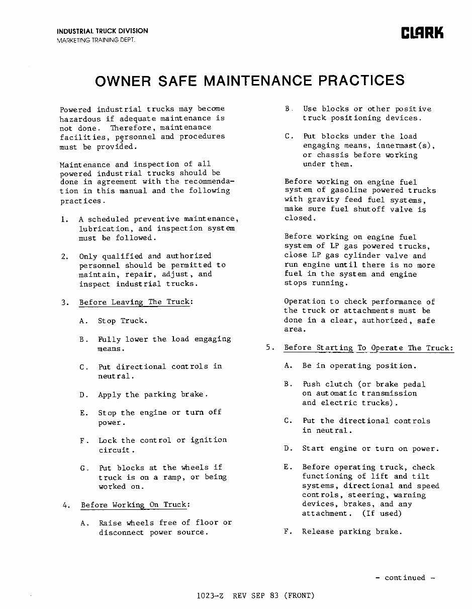 Clark C500 355, C500 30-55 Forklift Complete Workshop Service Repair Manual preview img 2