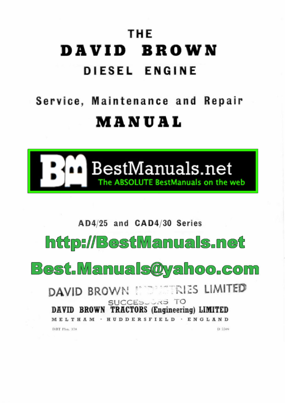 David Brown AD4-25 Diesel Engine Full Service Repair Manual preview img 2