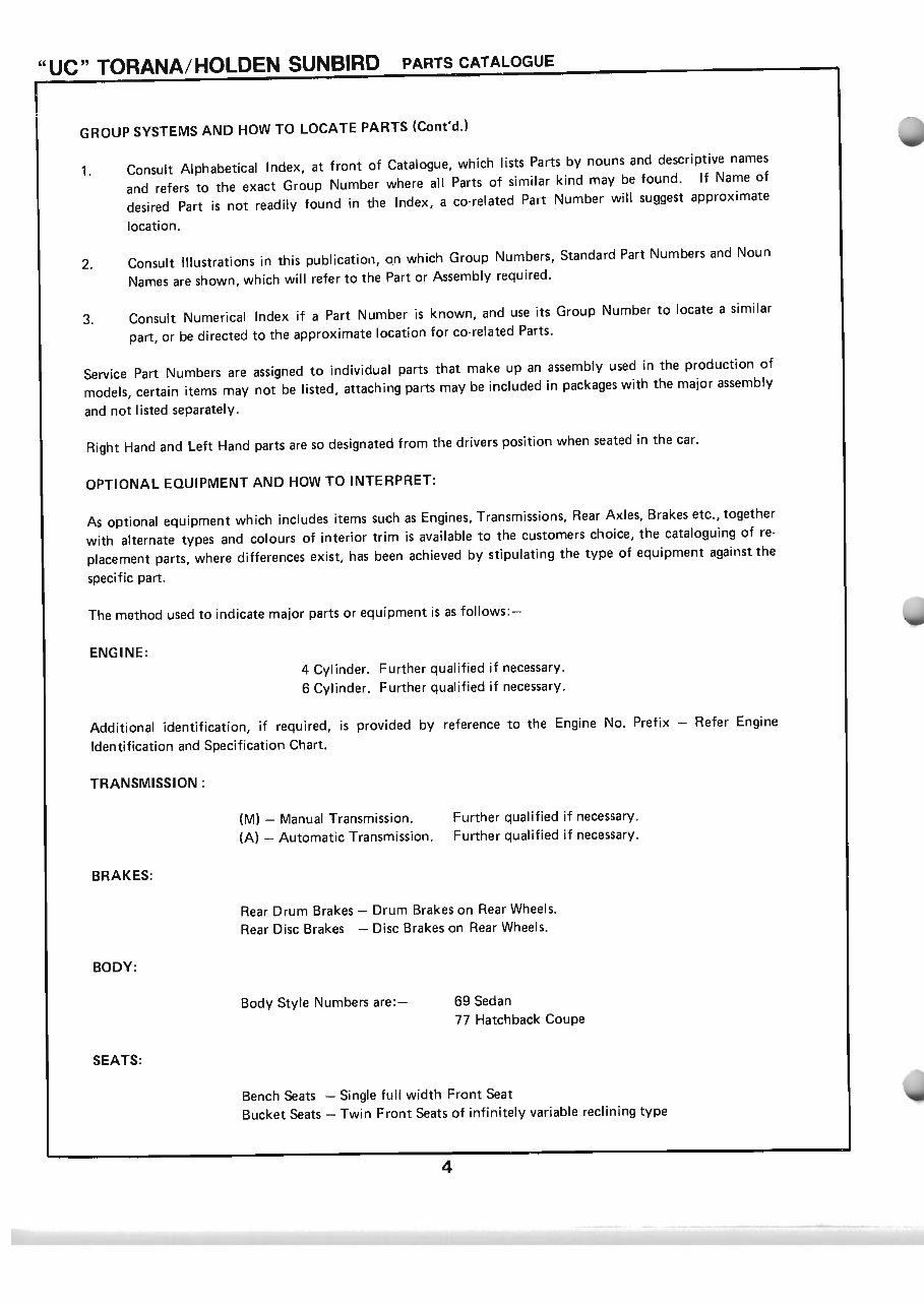 HOLDEN TORANA LH LX UC L34 SLR5000 FACTORY Parts and ASSEMBLY Manual preview img 4