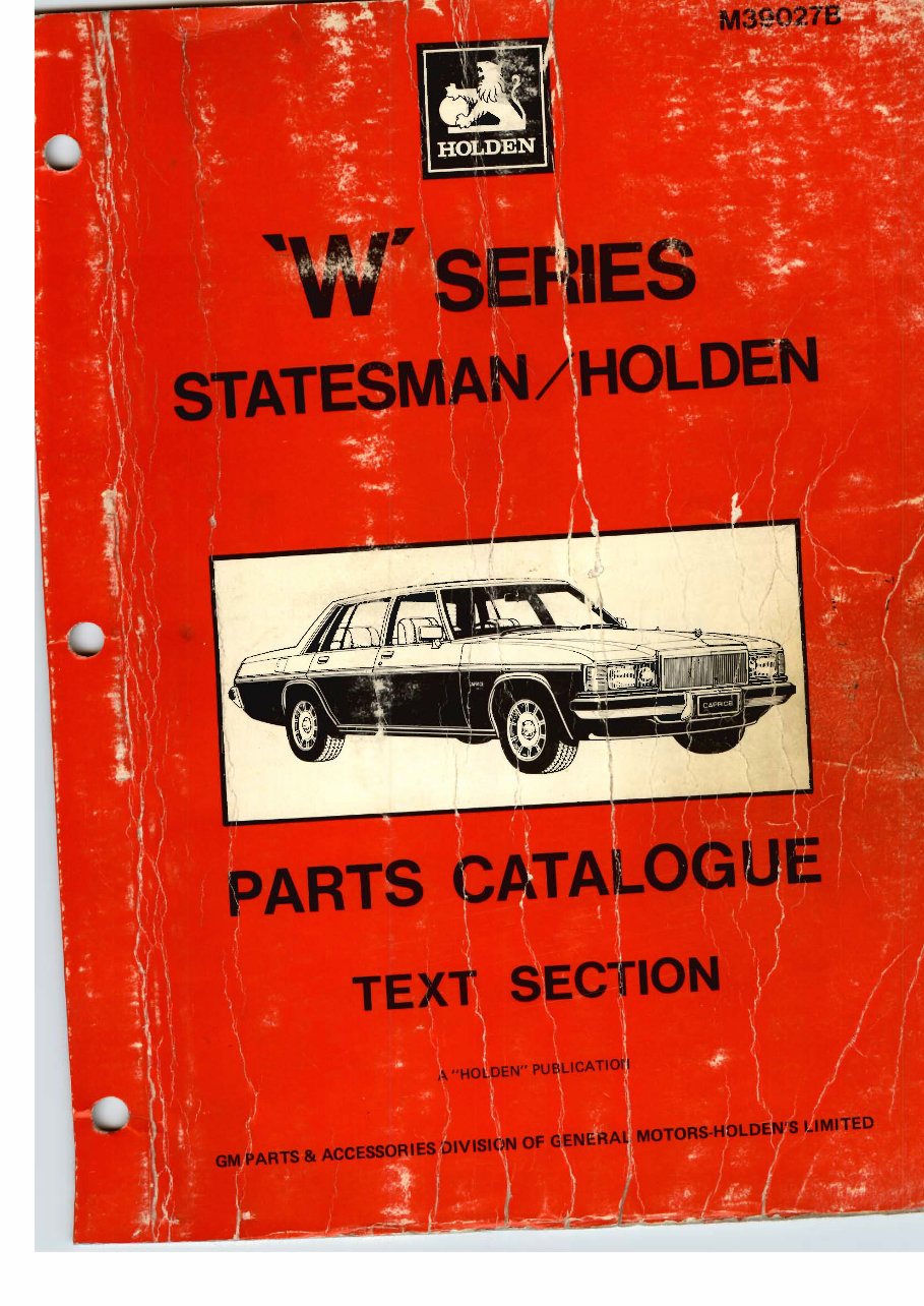 Holden Statesman / Caprice (WB) Parts Catalogue preview img 1