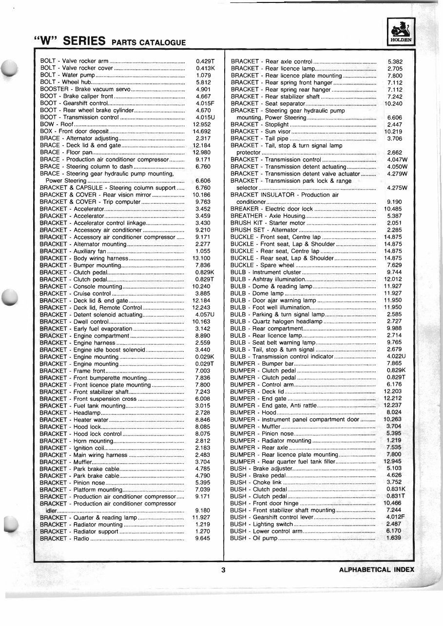 Holden Statesman / Caprice (WB) Parts Catalogue preview img 10