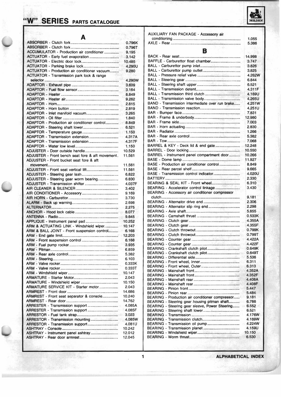 Holden Statesman / Caprice (WB) Parts Catalogue preview img 8