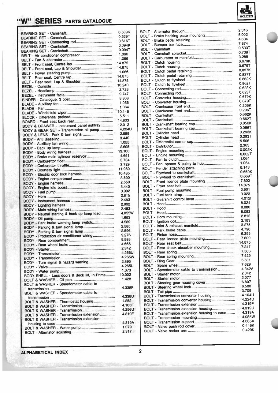 Holden Statesman / Caprice (WB) Parts Catalogue preview img 9