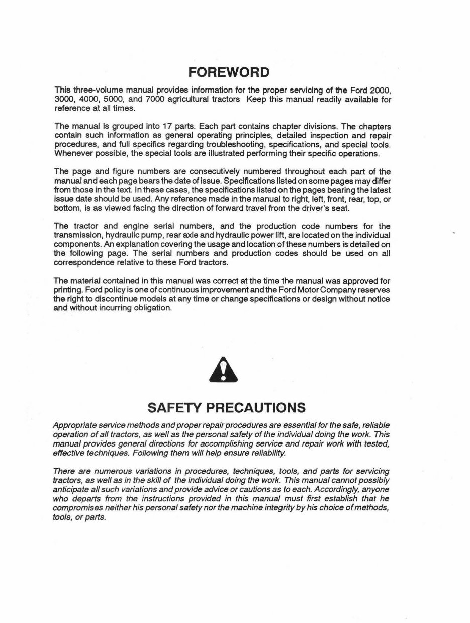 Ford 2000, 3000, 4000, 5000, & 7000 Series Farm Tractor Service & Repair Manual preview img 3