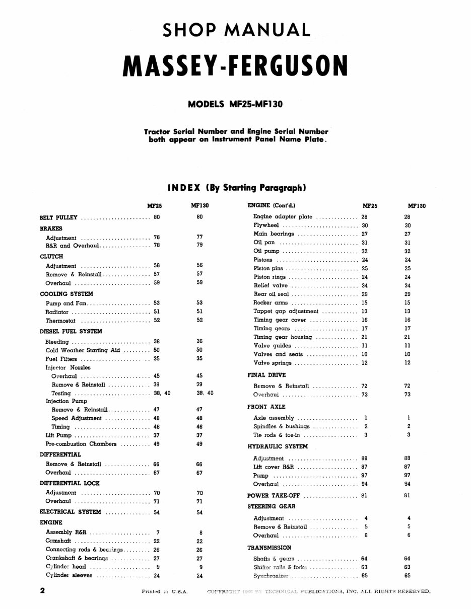 Massey Ferguson 130 MF130 Tractor Complete Workshop Service Repair Manual preview img 1