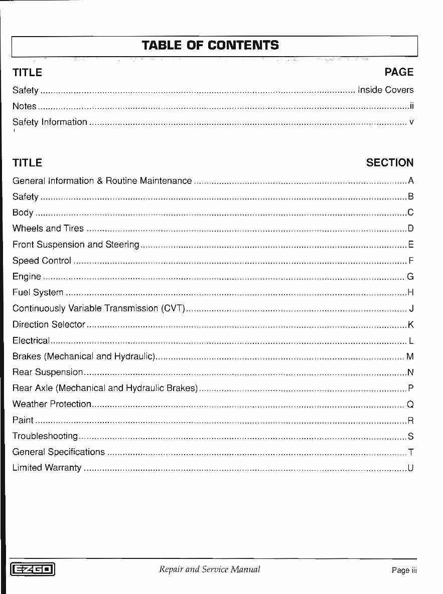 2001 EZGO Golf Cart with Gas engine Repair Service Manual preview img 3