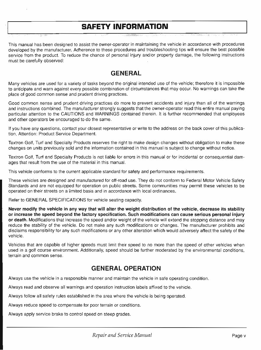 2001 EZGO Golf Cart with Gas engine Repair Service Manual preview img 5