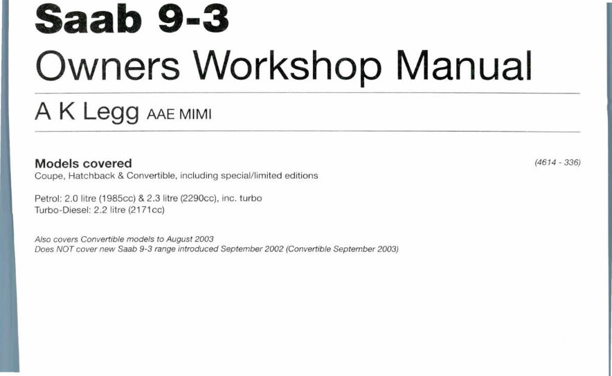 1998-2002 Saab 9-3 Service & Repair Manual preview img 1