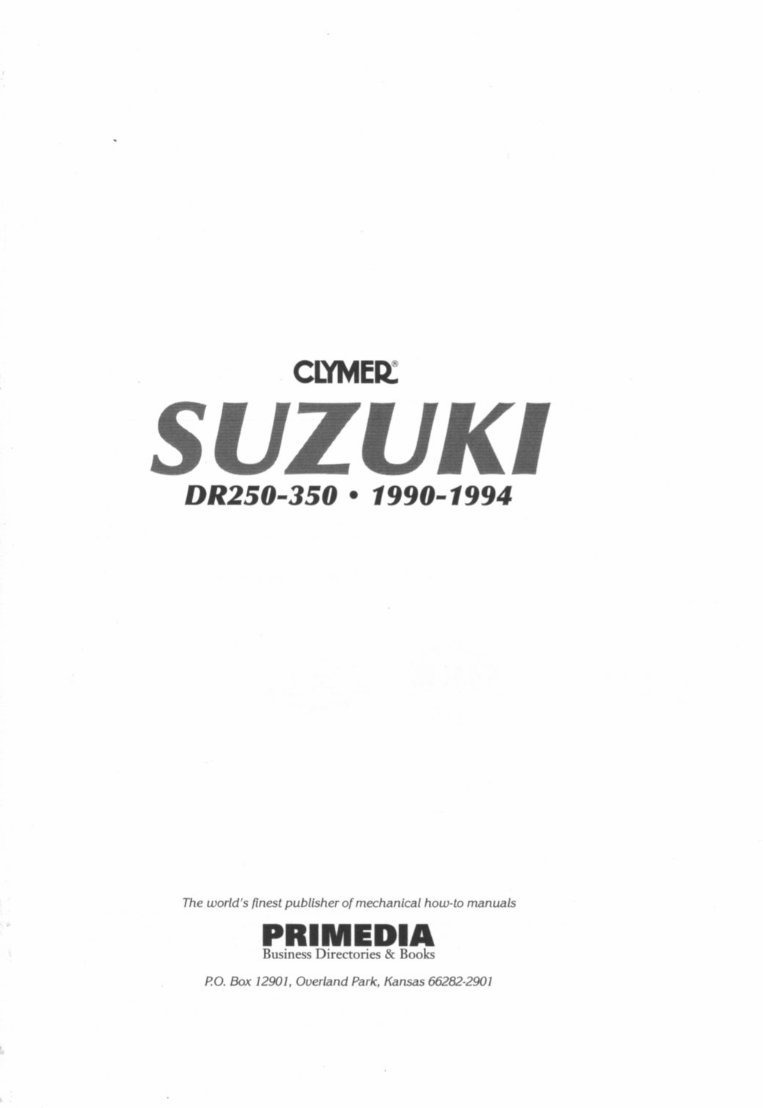 SUZUKI DR350/DR350S/DR350SE Motorcycle Service & Repair Manual