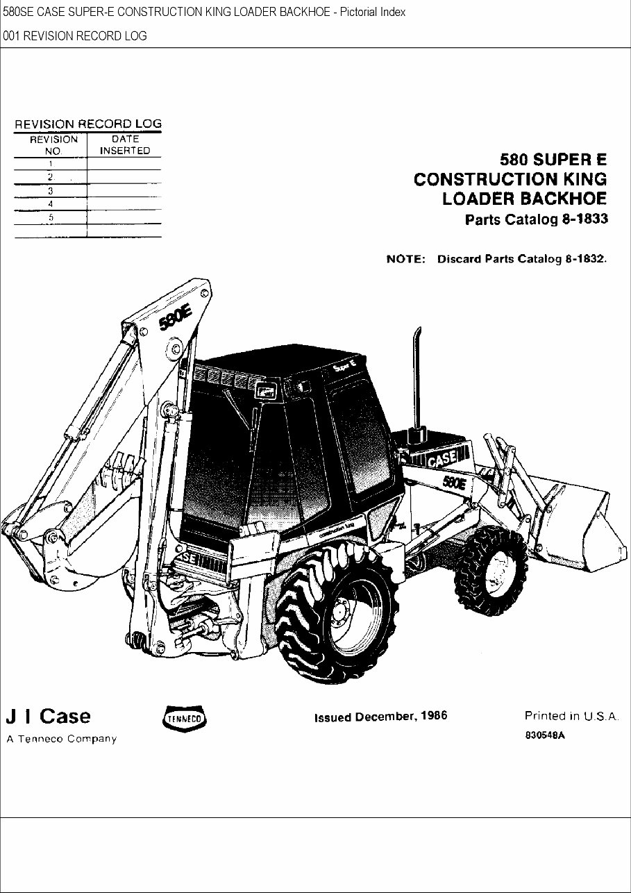 Case 580E & 580 Super E Tractor Loader Backhoe Parts Manual Catalog - preview img 1