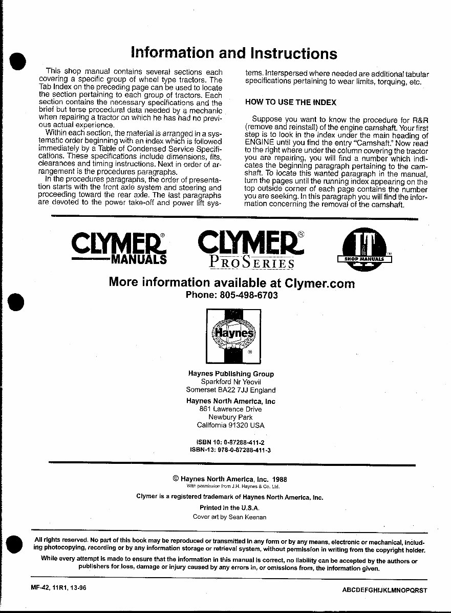 Massey Ferguson MF230, MF235, MF240, MF245, MF250 Tractor Service Repair Workshop Manual preview img 3