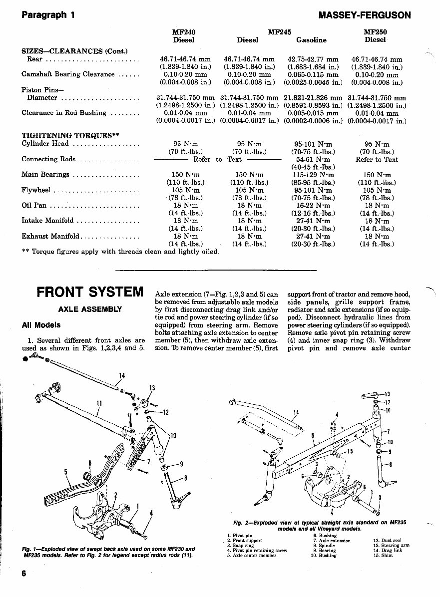 Massey Ferguson MF230, MF235, MF240, MF245, MF250 Tractor Service Repair Workshop Manual preview img 8