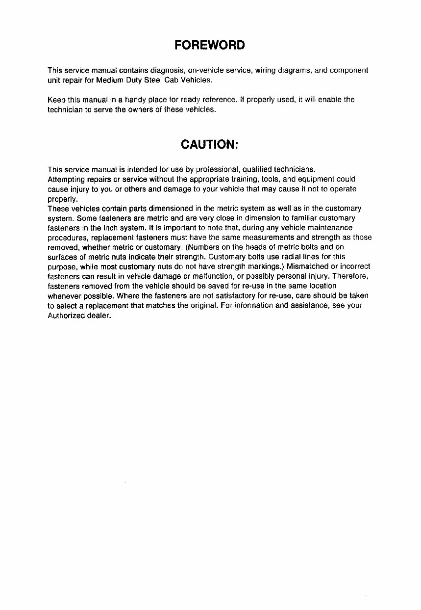 1999-2001 Isuzu N Series (NPR/NPR HD/NQR W3500/W4500/W5500 Diesel) Service & Repair Manual preview img 2