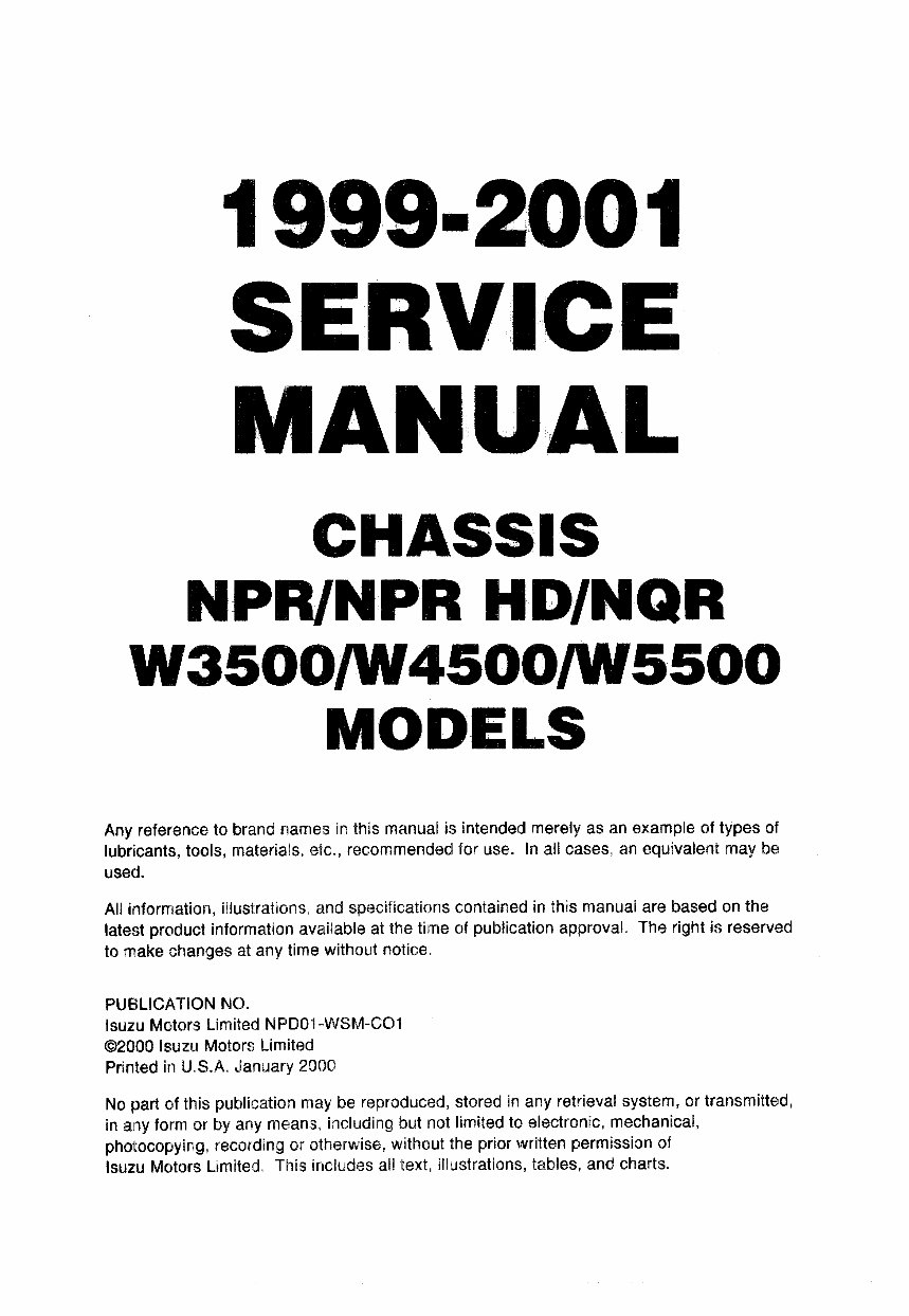1999-2001 Isuzu N Series (NPR/NPR HD/NQR W3500/W4500/W5500 Diesel) Service & Repair Manual preview img 4