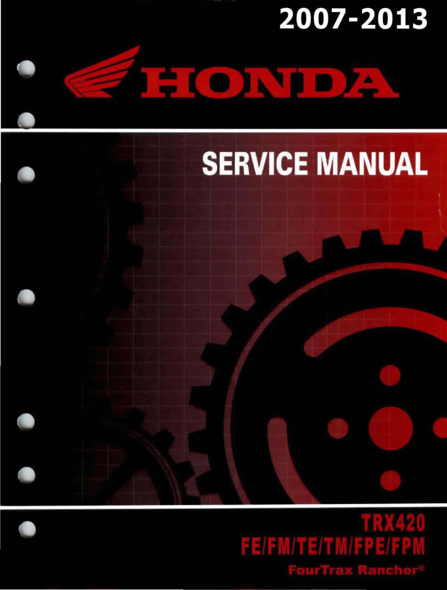 2007-2010 Honda Rancher TRX420 (FE/FM/TE/TM/FPE/FPM) ATVs OEM Service & Repair Manual preview img 1