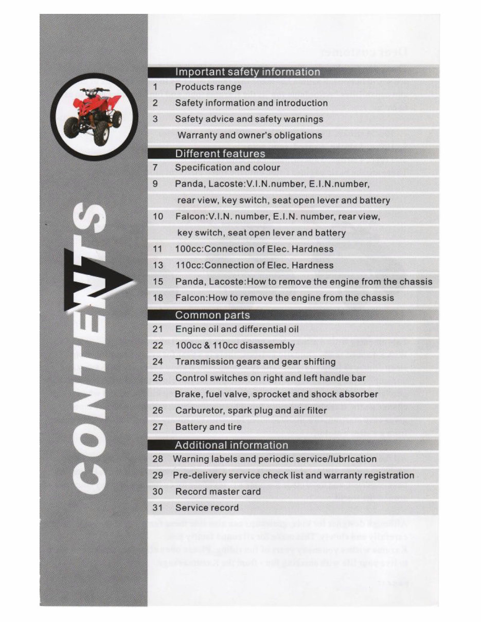 KAZUMA FALCON 110 ATV Owners Manual preview img 3