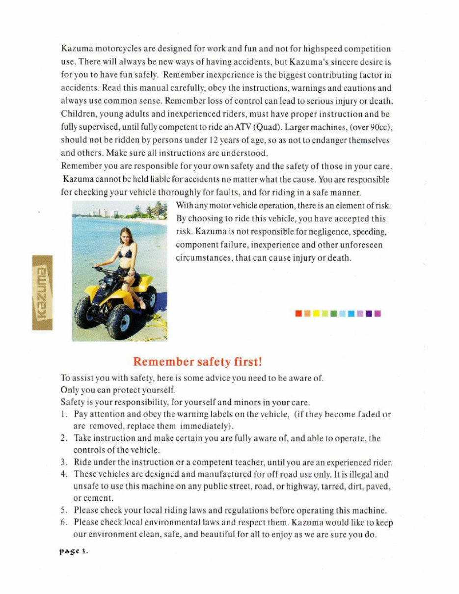 KAZUMA FALCON 110 ATV Owners Manual preview img 6