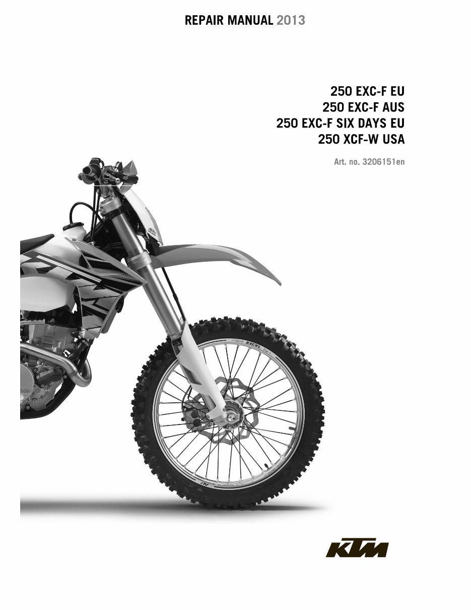 2013 KTM 250 Exc-F Xcf-W Service & Repair Manual preview img 1