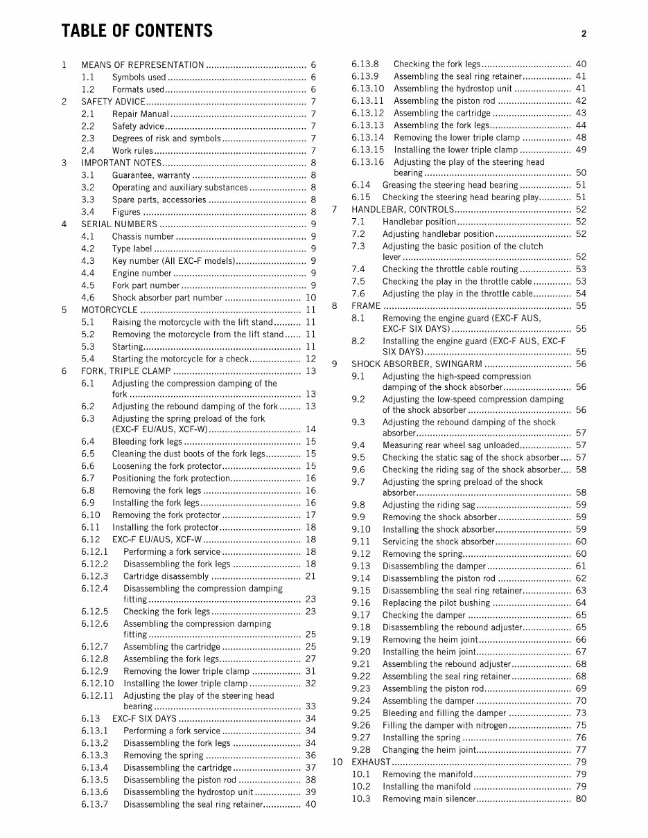 2013 KTM 250 Exc-F Xcf-W Service & Repair Manual preview img 2