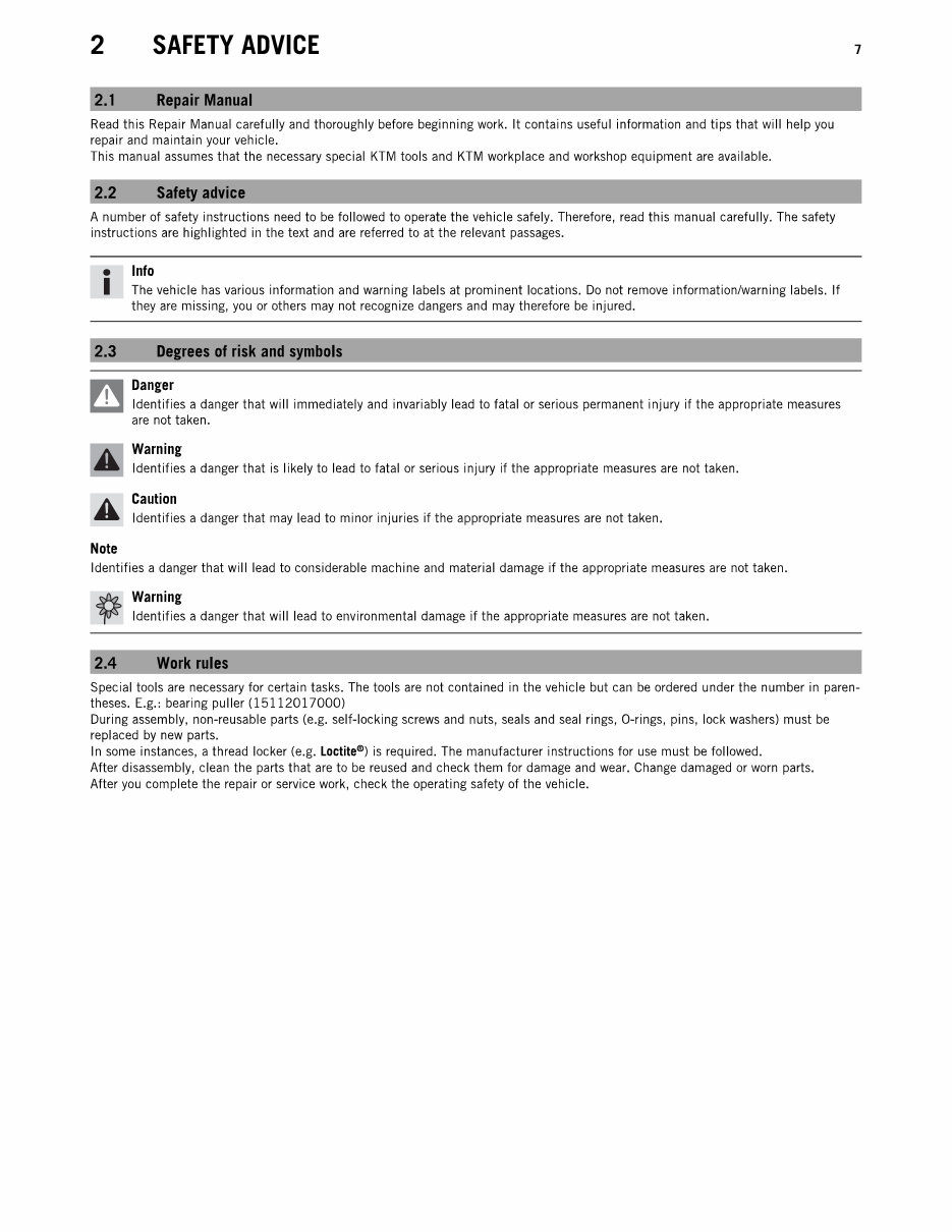 2015 KTM 250 SX-F Service & Repair Manual preview img 9