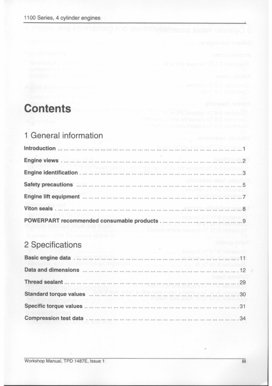 Perkins 1100 series Diesel Engine Workshop Service Manual preview img 3
